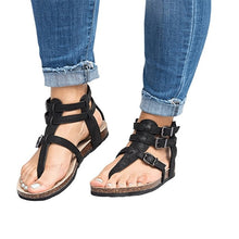 Load image into Gallery viewer, Ake Sia Summer Women&#39; Feminina Belt Buckle Hollow Out Comfort Roman Flat-Bottomed Flip Flops Pedal Gladiator Sandals Shoes A369