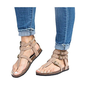 Ake Sia Summer Women' Feminina Belt Buckle Hollow Out Comfort Roman Flat-Bottomed Flip Flops Pedal Gladiator Sandals Shoes A369