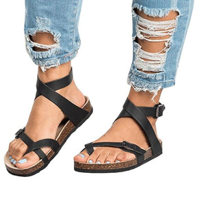 Ake Sia Summer Women' Feminina Belt Buckle Hollow Out Comfort Roman Flat-Bottomed Flip Flops Pedal Gladiator Sandals Shoes A369