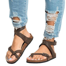 Load image into Gallery viewer, Ake Sia Summer Women&#39; Feminina Belt Buckle Hollow Out Comfort Roman Flat-Bottomed Flip Flops Pedal Gladiator Sandals Shoes A369