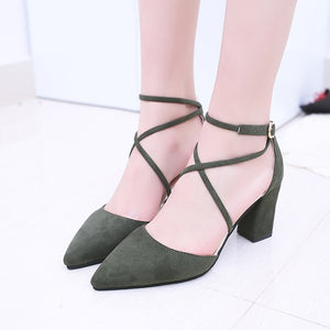 2019 Sandalias femeninas high heels Autumn Flock pointed sandals sexy high heels female summer shoes Female sandals mujer s040