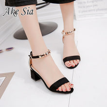 Load image into Gallery viewer, metal String Bead Summer Women Sandals Open Toe shoes Women&#39;s Sandles Square heel Women Shoes Korean Style Gladiator Shoes