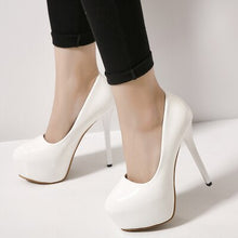 Load image into Gallery viewer, Women&#39;s high heels ultimate sexy high heel waterproof platform 16cm high heel single shoes women&#39;s wedding shoes white.