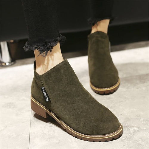 New 2019 Women Ankle Boots Flock Plus Size Autumn Winter Shoes Woman Short Boot Female Martin Boots Ladies Botas Mujer SH09062