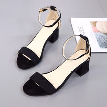 Load image into Gallery viewer, Sandals female with 2019 summer new word with thick with black suede wild open toe with women&#39;s shoes