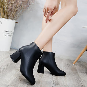 Star And Comfortable Women's High-heeled Student Qiu Dong Joker White Boots Boots Of England In The Thick Coat To Keep Warm 39