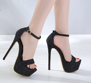 summer new 16cm cents hate high high shoes super high heel stiletto waterproof platform sexy sandals 2019