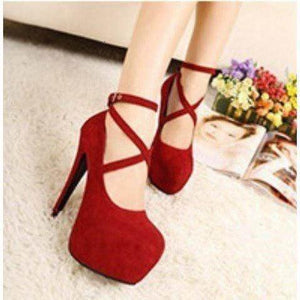 Four Seasons With Bind With Ultra-high With Shallow Mouth Round Head Thin Waterproof Taiwan Sexy Women's Shoes Big Yards 29