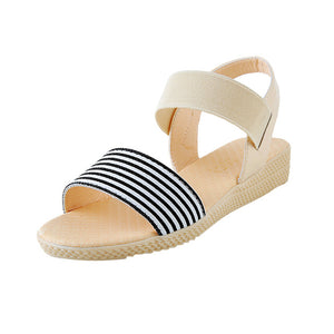 Stylish Women's Sandals Female Stripe Flat Heel Comfort Anti Skidding Beach Shoes Sandals Slipper Sandalias De Verano Para Mujer