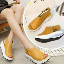 Load image into Gallery viewer, New rocking shoes women&#39;s sandals thick bottom wedges sponge cake waterproof platform fish mouth large size women&#39;s sandals