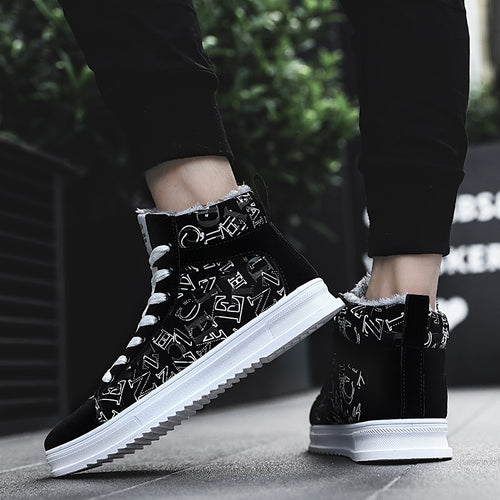 Winter new in the middle of the color letters trend anti-skid cold wear high quality comfortable lightweight men's casual shoes