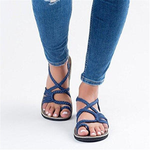 JUSTSL plus size Knot summer women's Europe beach sandals feminina clip toe flat bottom shoes ladies fashion sandals size 35-43