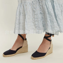 Load image into Gallery viewer, Women&#39;s Espadrille Ankle Strap Sandals Comfortable Slippers Ladies Womens Casual Shoes Breathable Flax Hemp Canvas Pumps