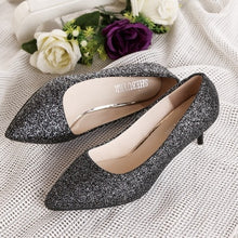 Load image into Gallery viewer, 2019 autumn new fashion sequins high heels Korean version of the wild pointed shallow mouth banquet wedding shoes