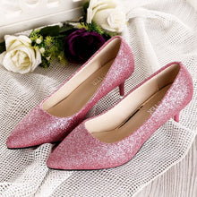 Load image into Gallery viewer, 2019 autumn new fashion sequins high heels Korean version of the wild pointed shallow mouth banquet wedding shoes