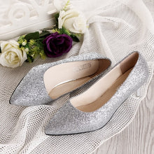 Load image into Gallery viewer, 2019 autumn new fashion sequins high heels Korean version of the wild pointed shallow mouth banquet wedding shoes